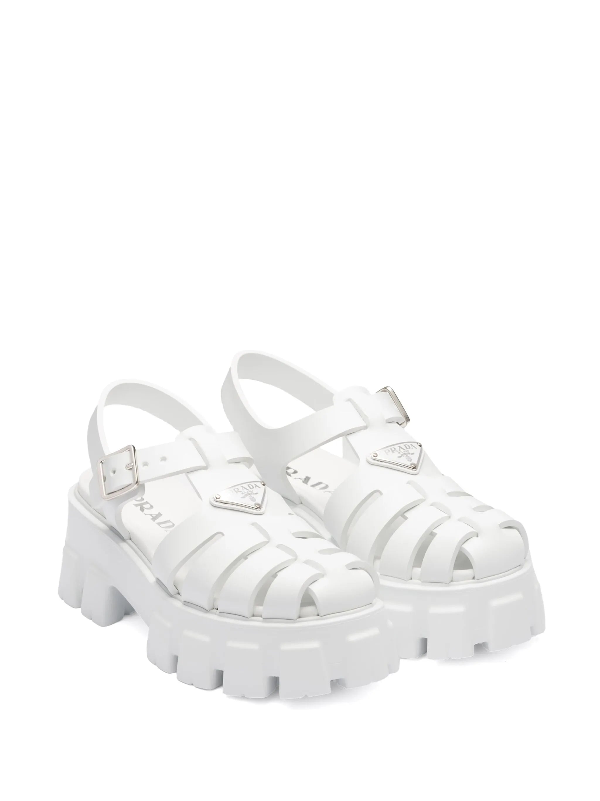55mm. Deri Platform Sandalet Beyaz