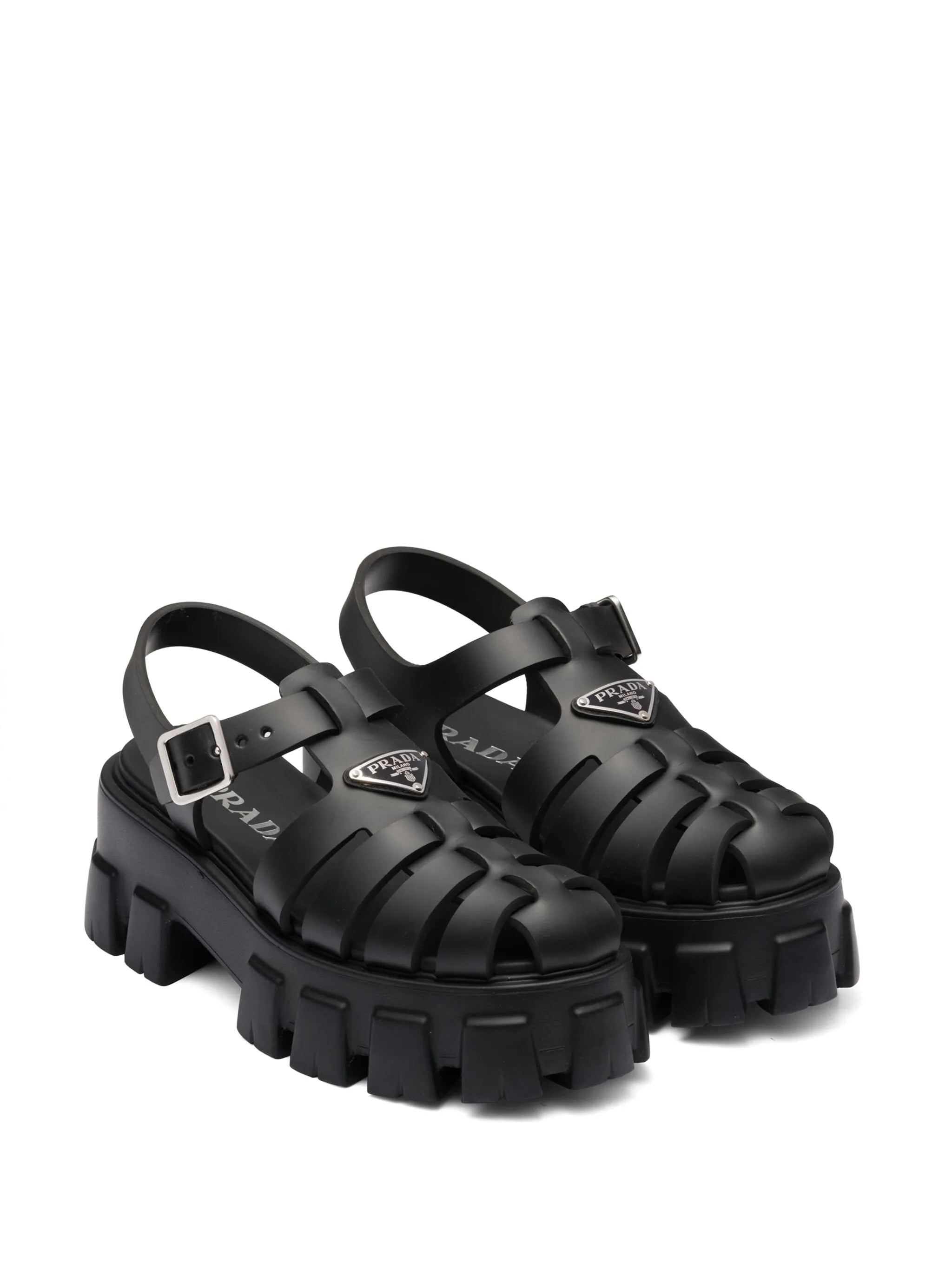55mm. Deri Platform Sandalet Siyah
