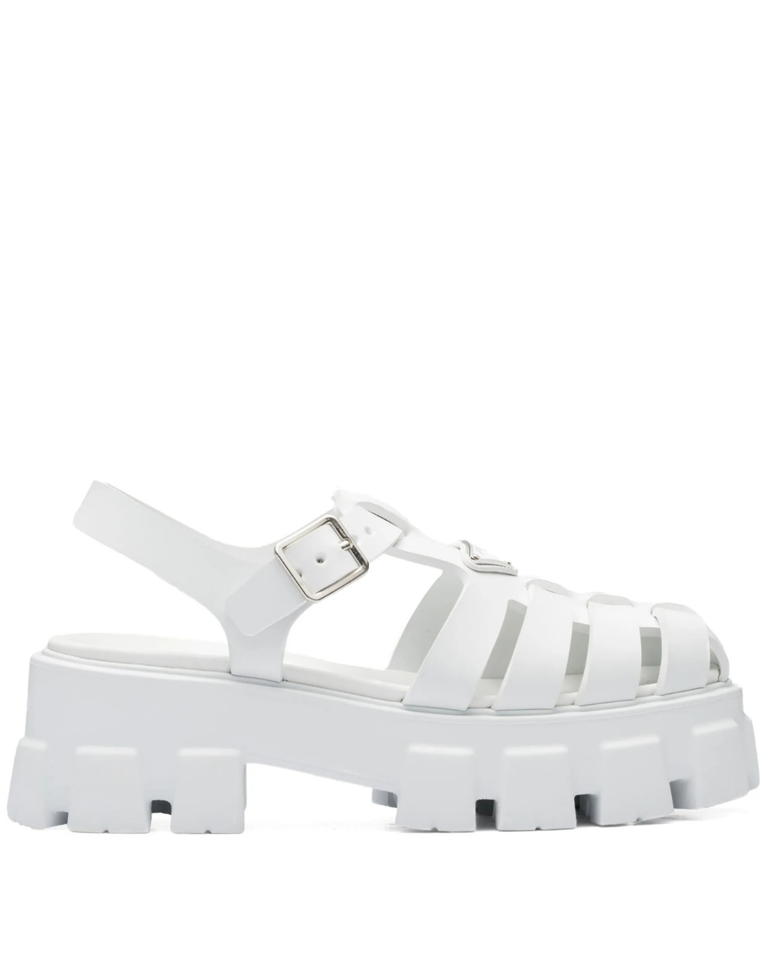 55mm. Deri Platform Sandalet Beyaz