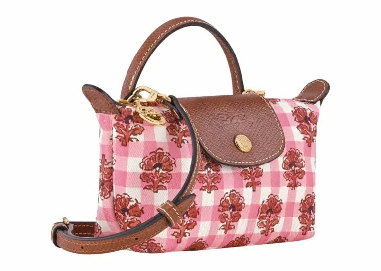 Le Pliage Collection Mini El Çantası Pembe Çiçek Detaylı (Çapraz Askılı)