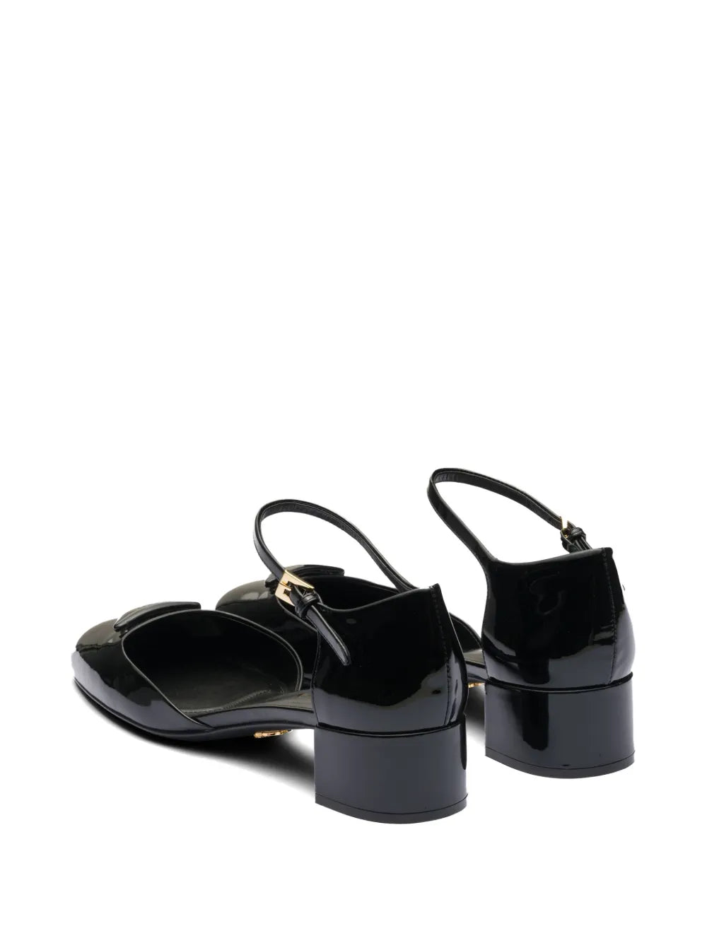 35mm Shiny Leather High Heel Shoes Black