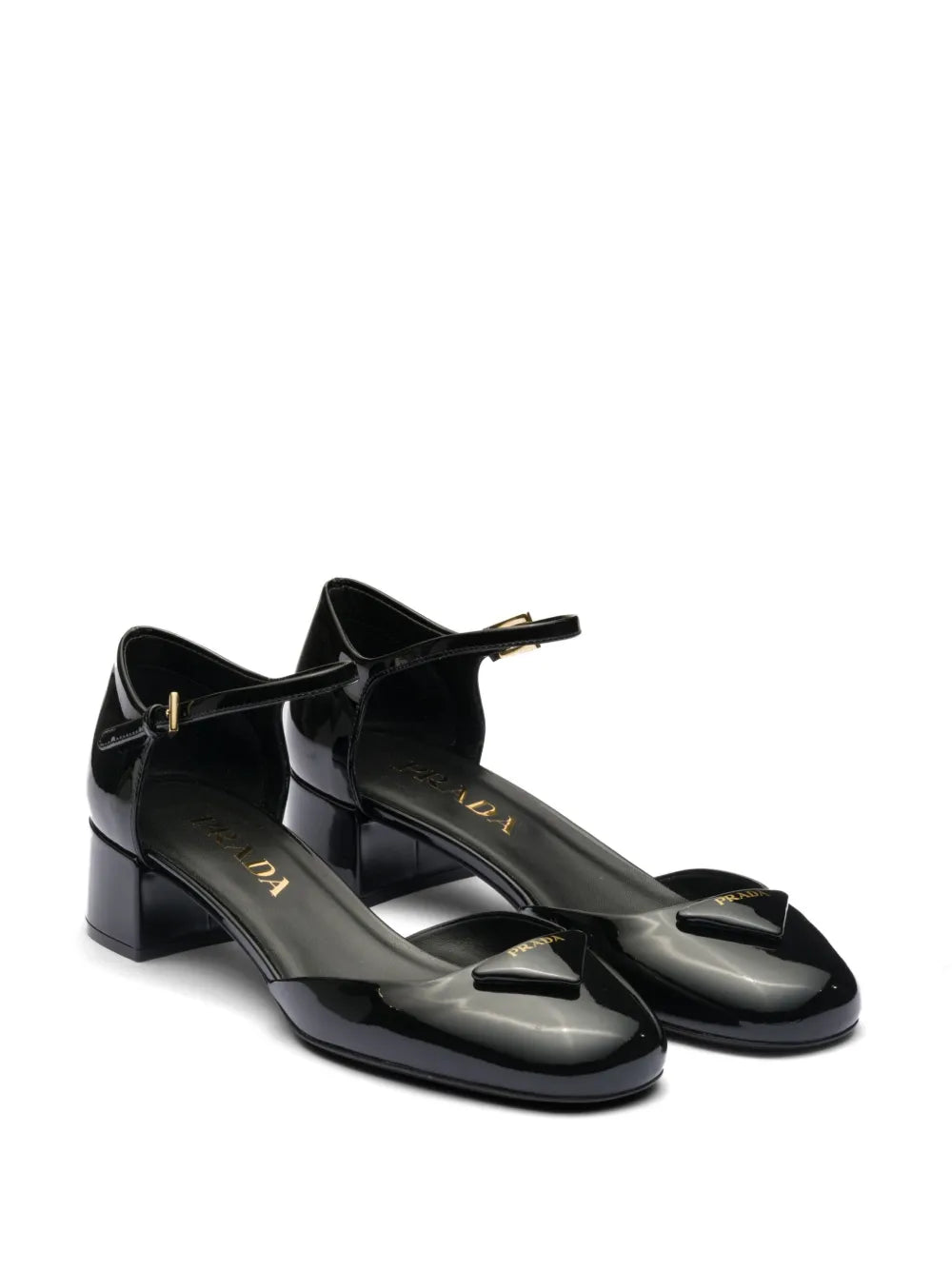 35mm Shiny Leather High Heel Shoes Black