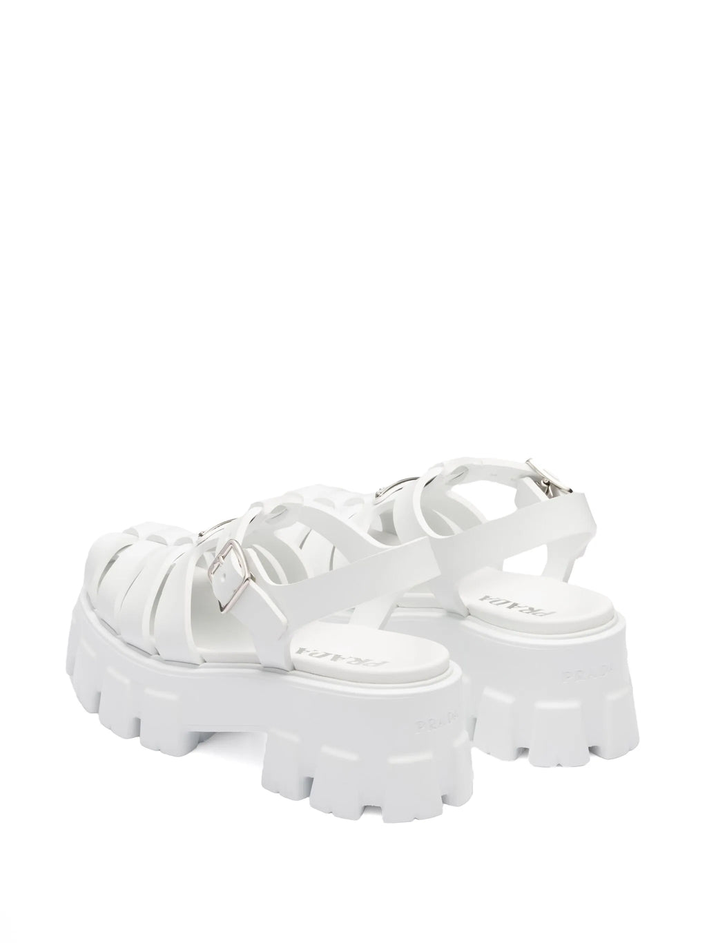 55mm Leather Platform Sandals White