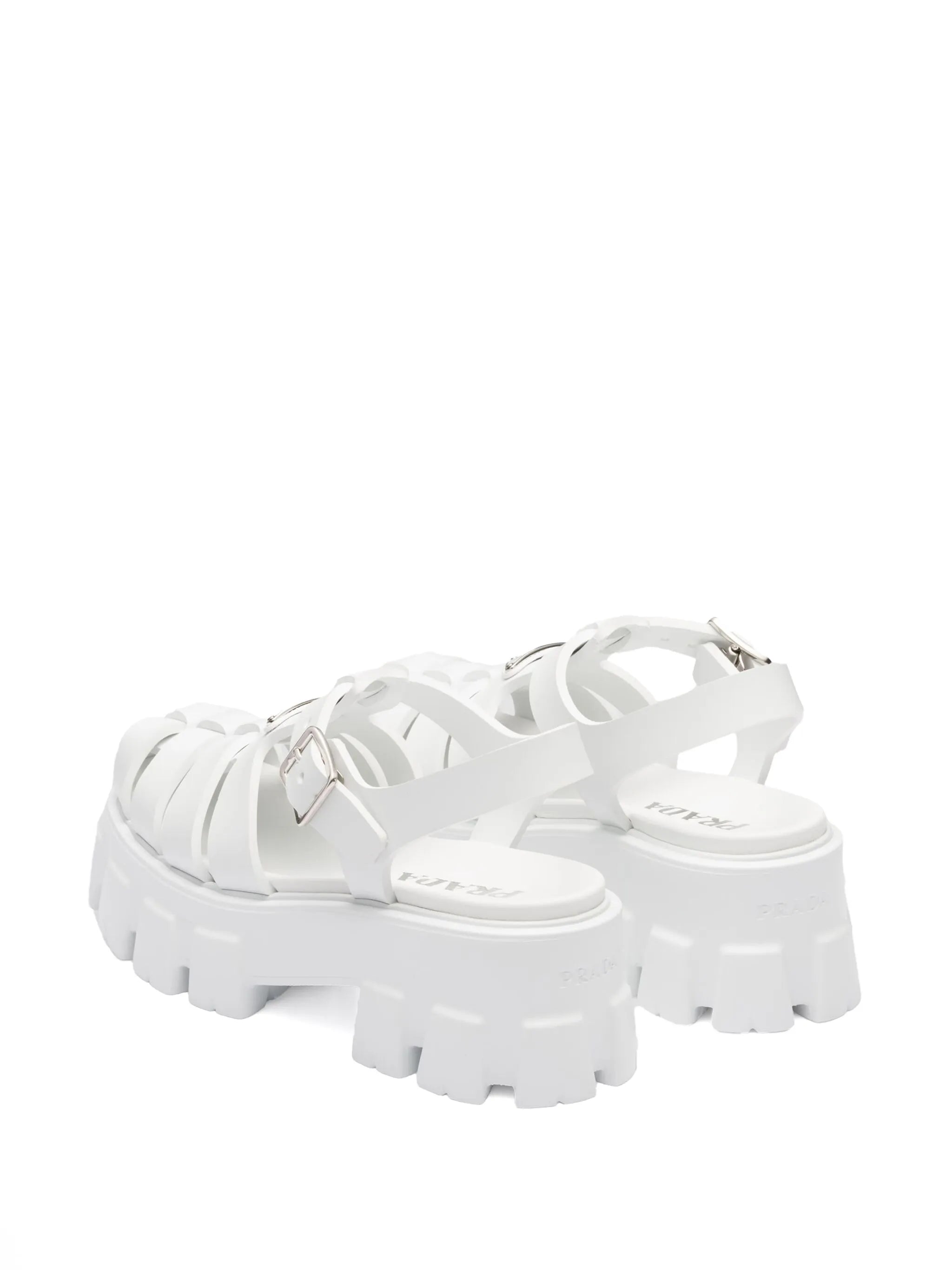 55mm. Deri Platform Sandalet Beyaz