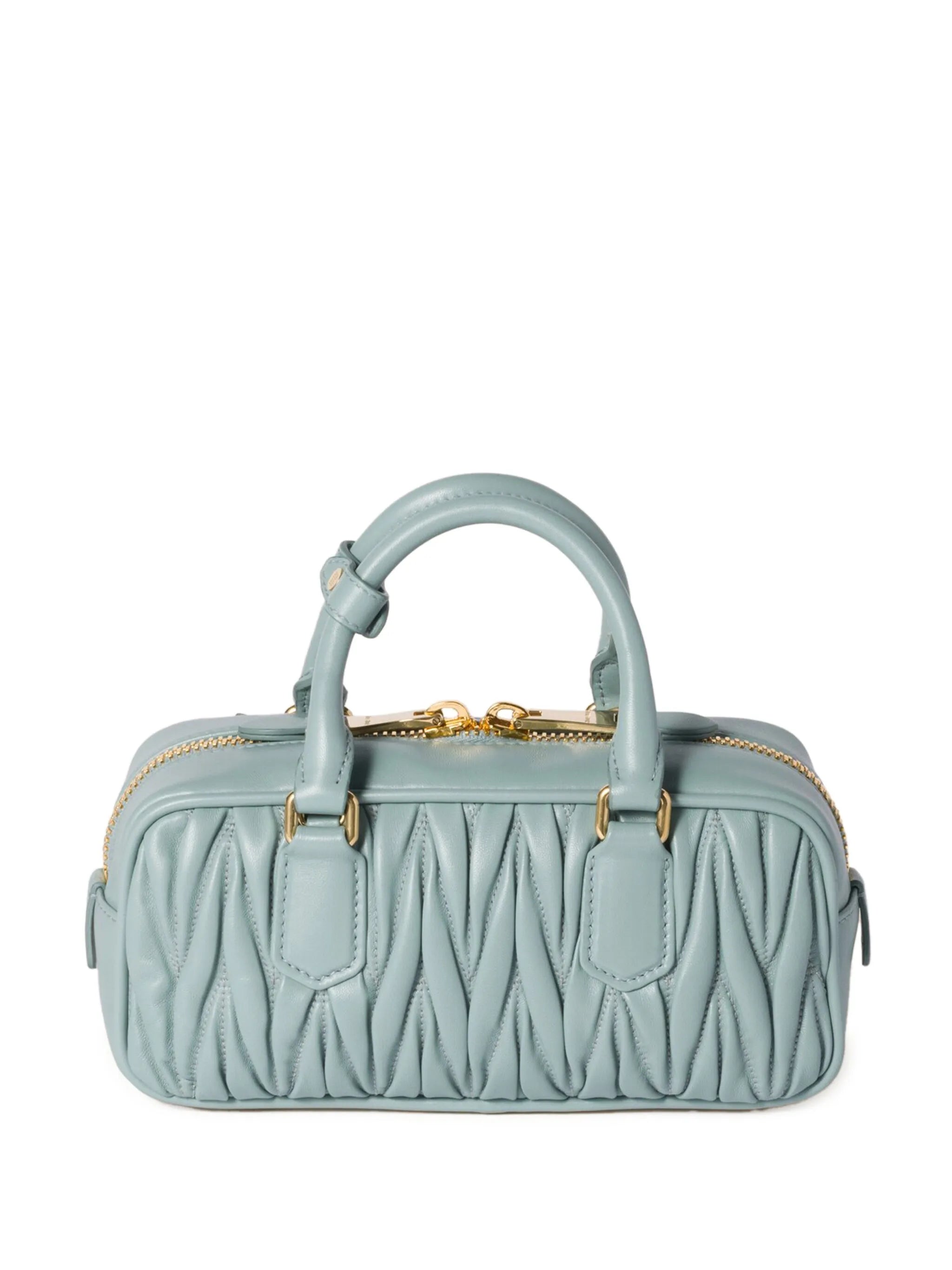 Arcadie Quilted Leather Tote Bag Light Blue