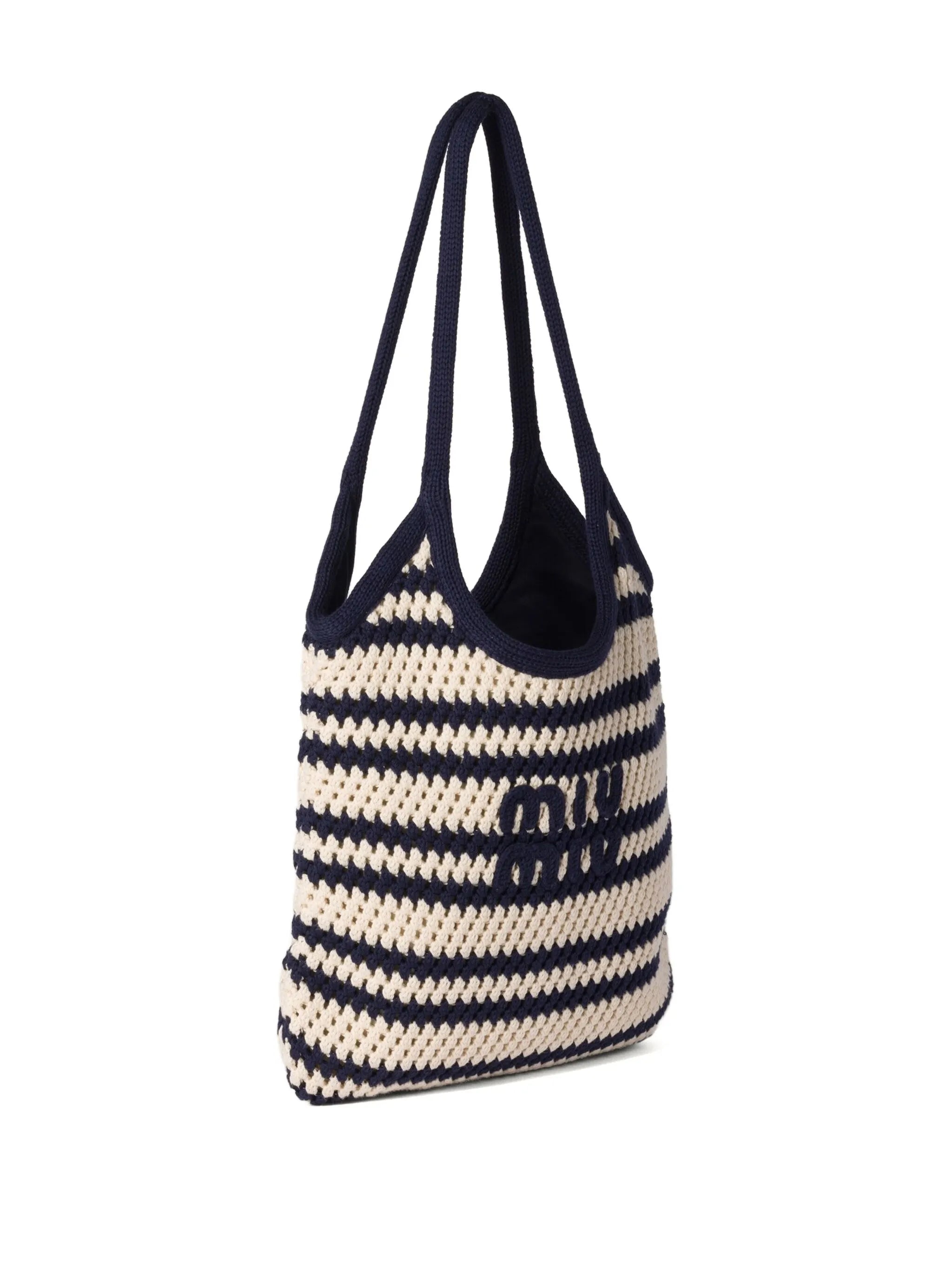 Ivy Knitted Bag Cream &amp; Navy Blue
