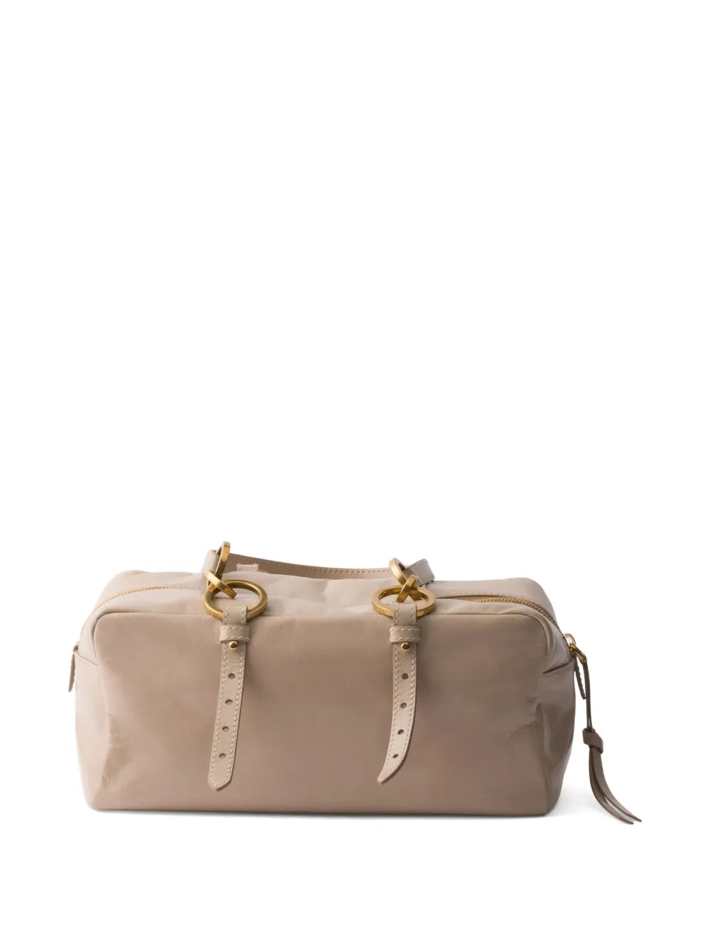 Medium Shiny Leather Tote Bag Beige