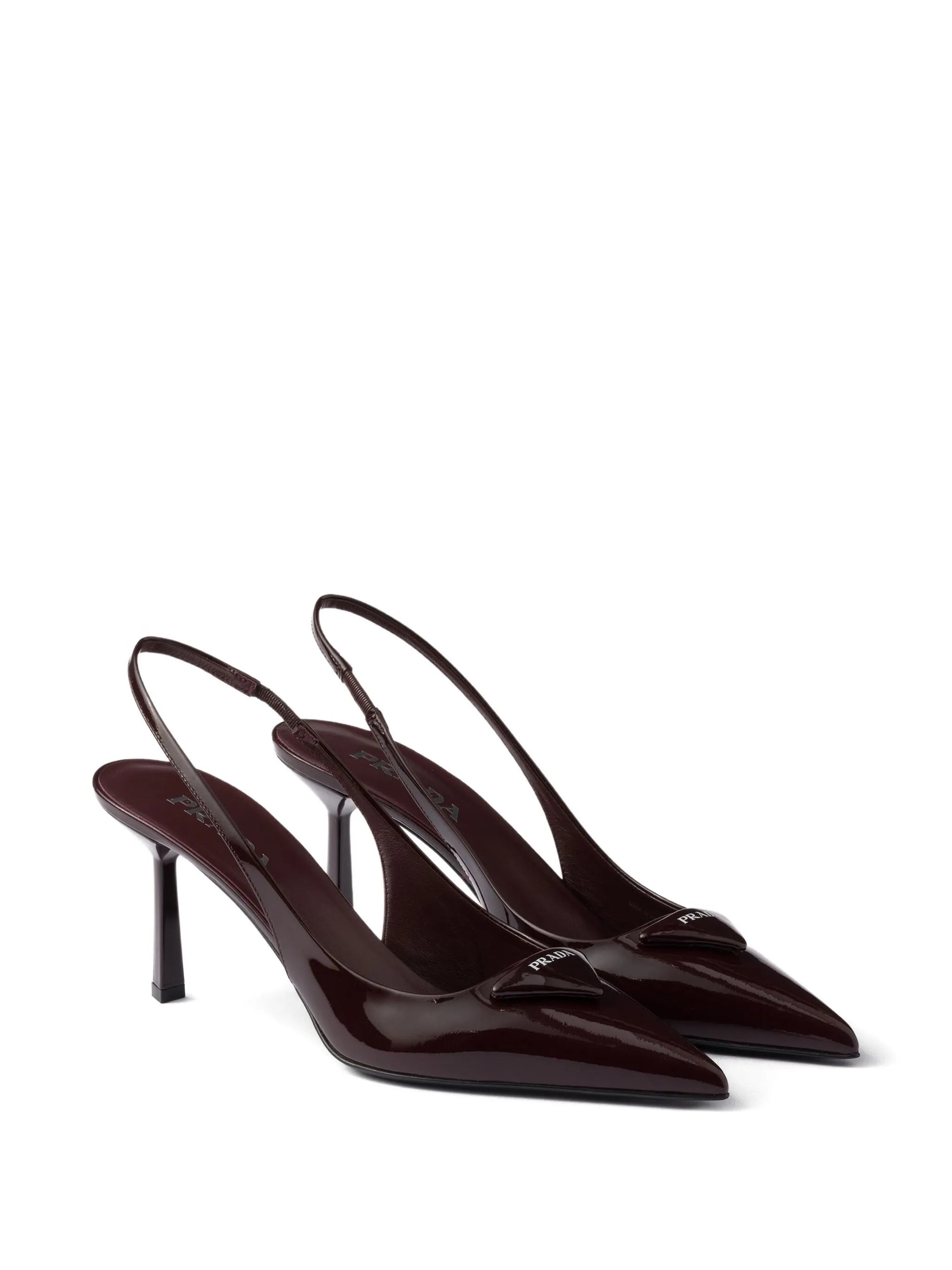 75mm Shiny Leather Heeled Shoes, Burgundy