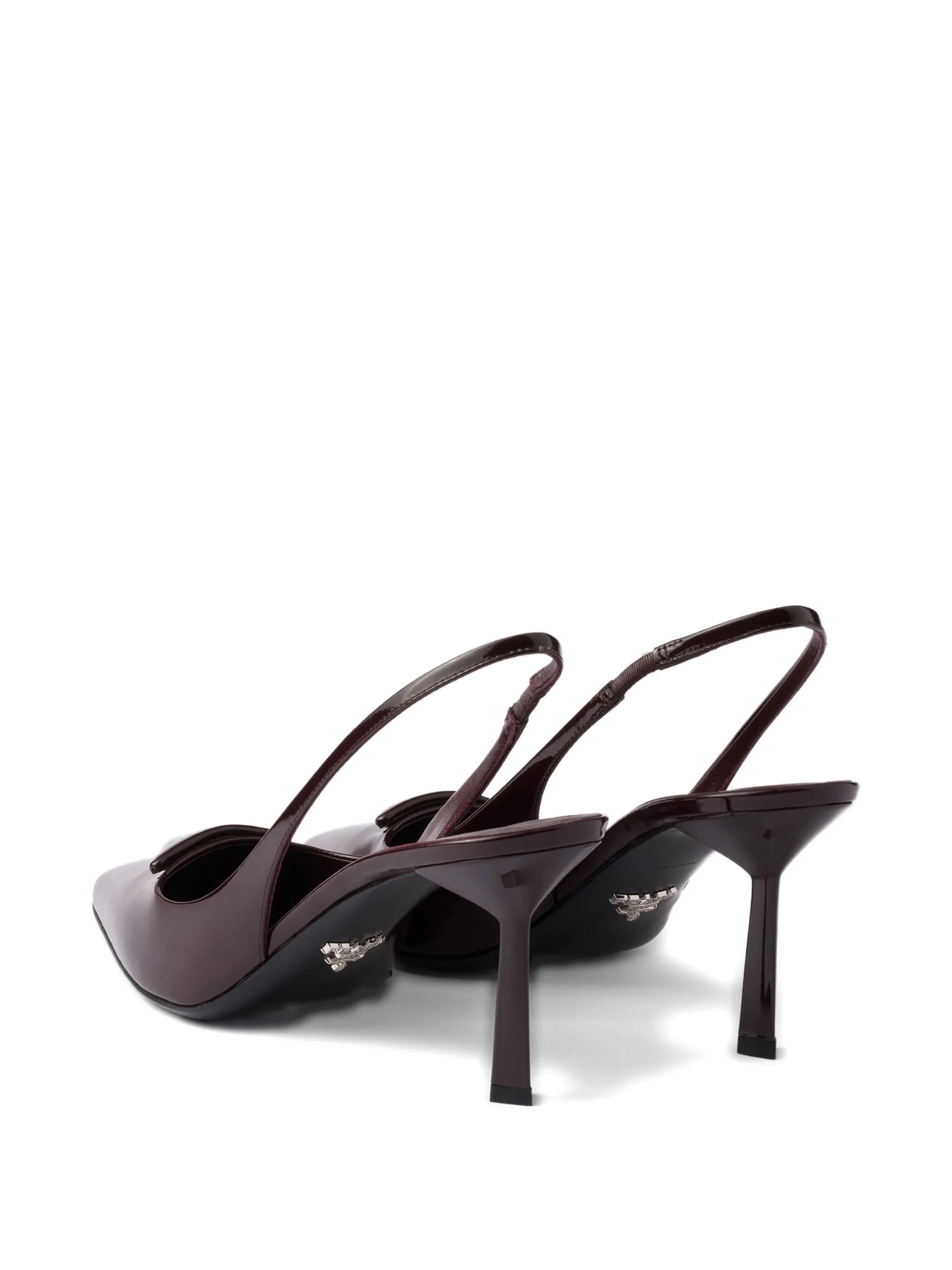 75mm Shiny Leather Heeled Shoes, Burgundy