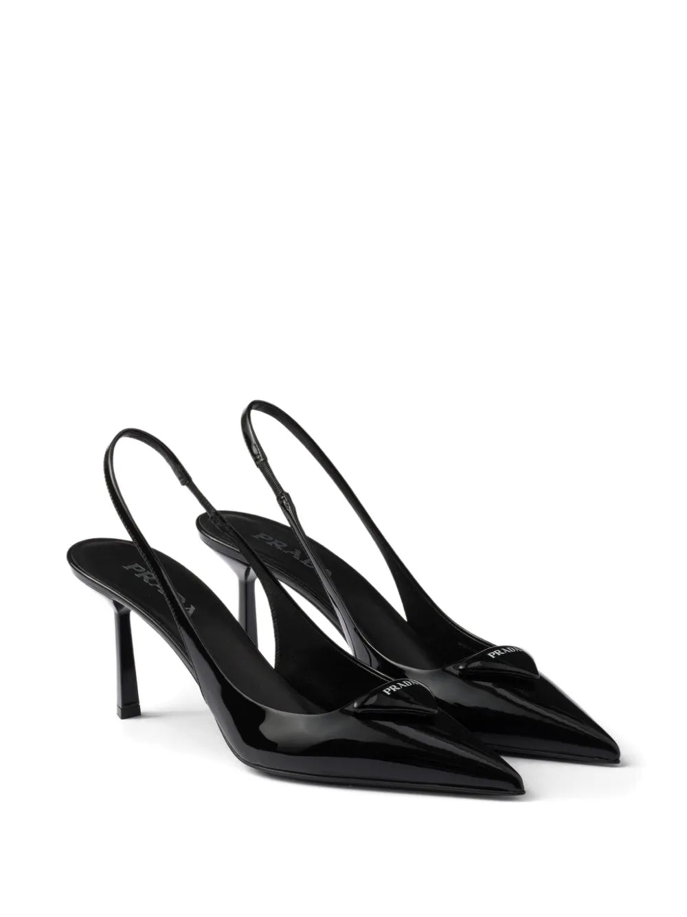 75mm Shiny Leather High Heel Shoes Black