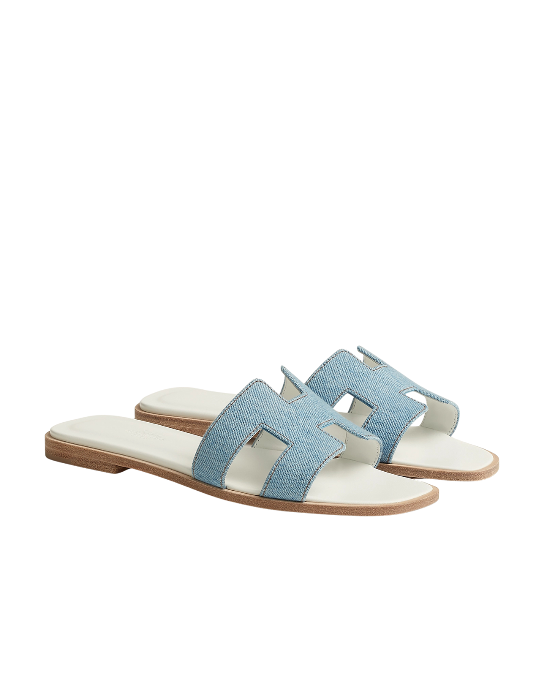 Oran Leather Slippers Light Blue