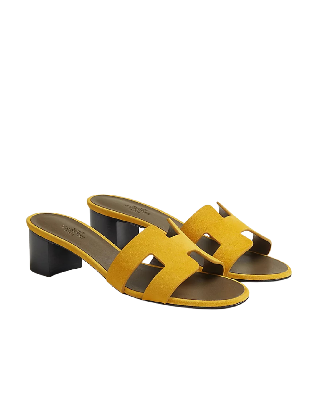Oasis Leather Slippers Mustard Yellow