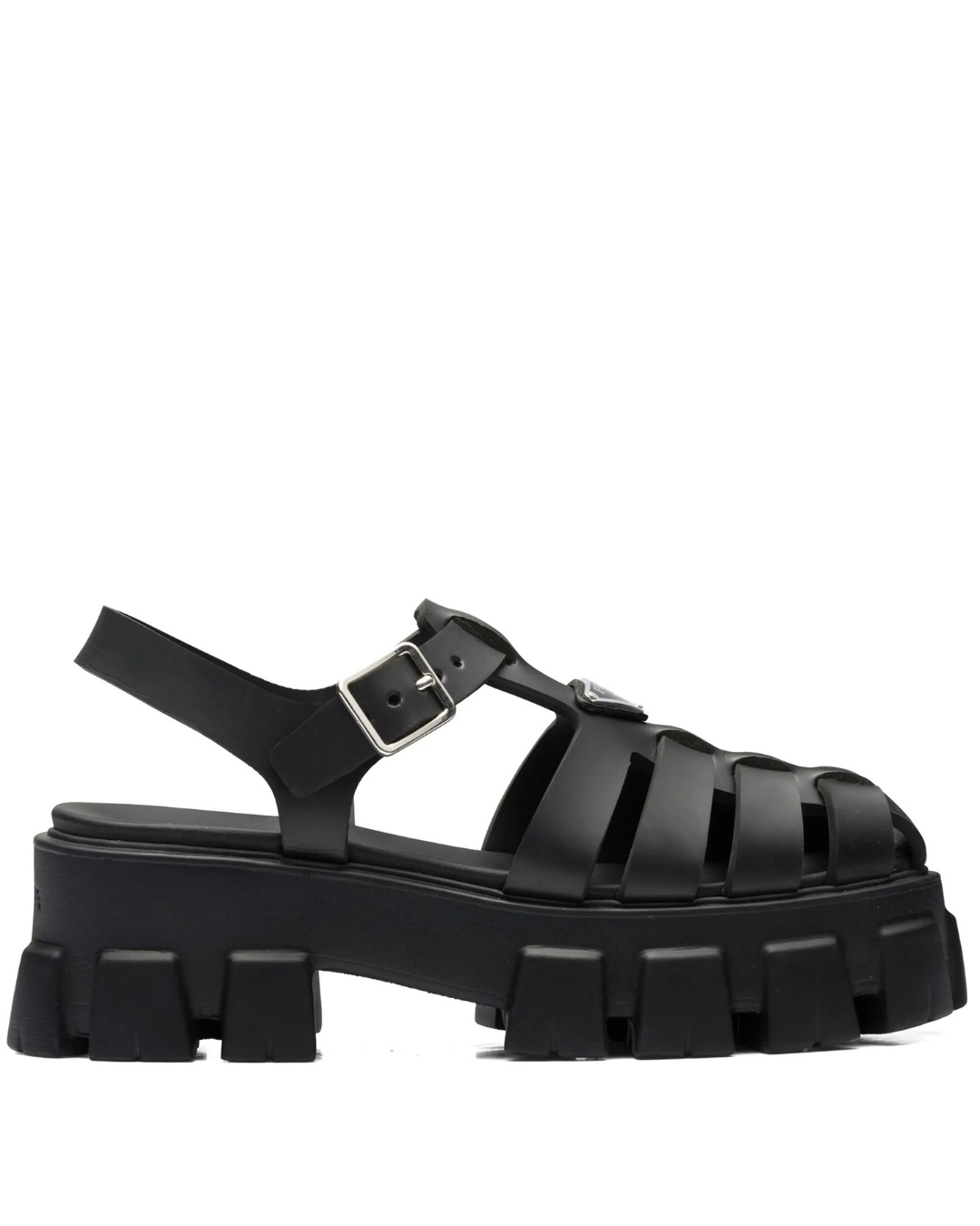 55mm. Deri Platform Sandalet Siyah