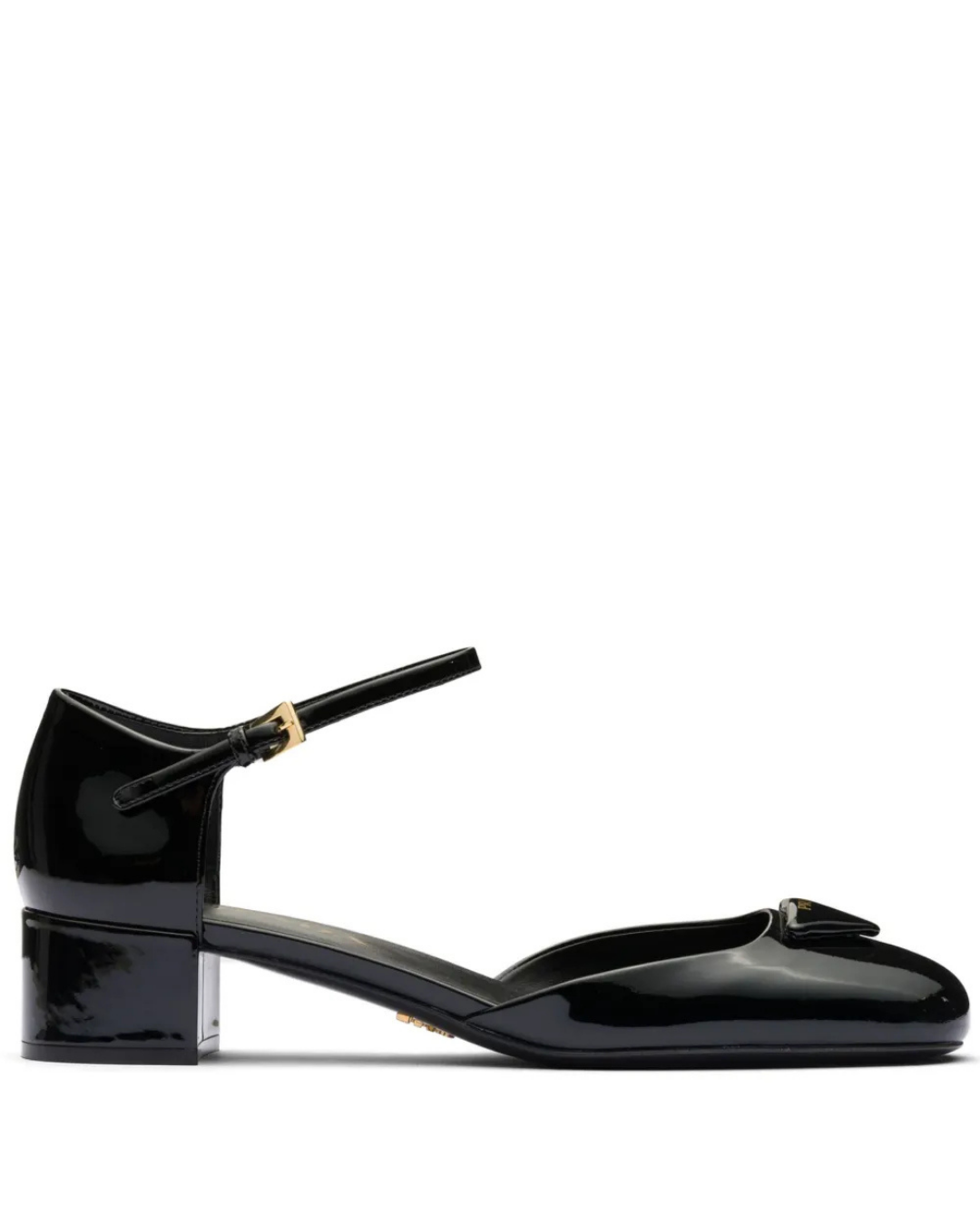 35mm Shiny Leather High Heel Shoes Black