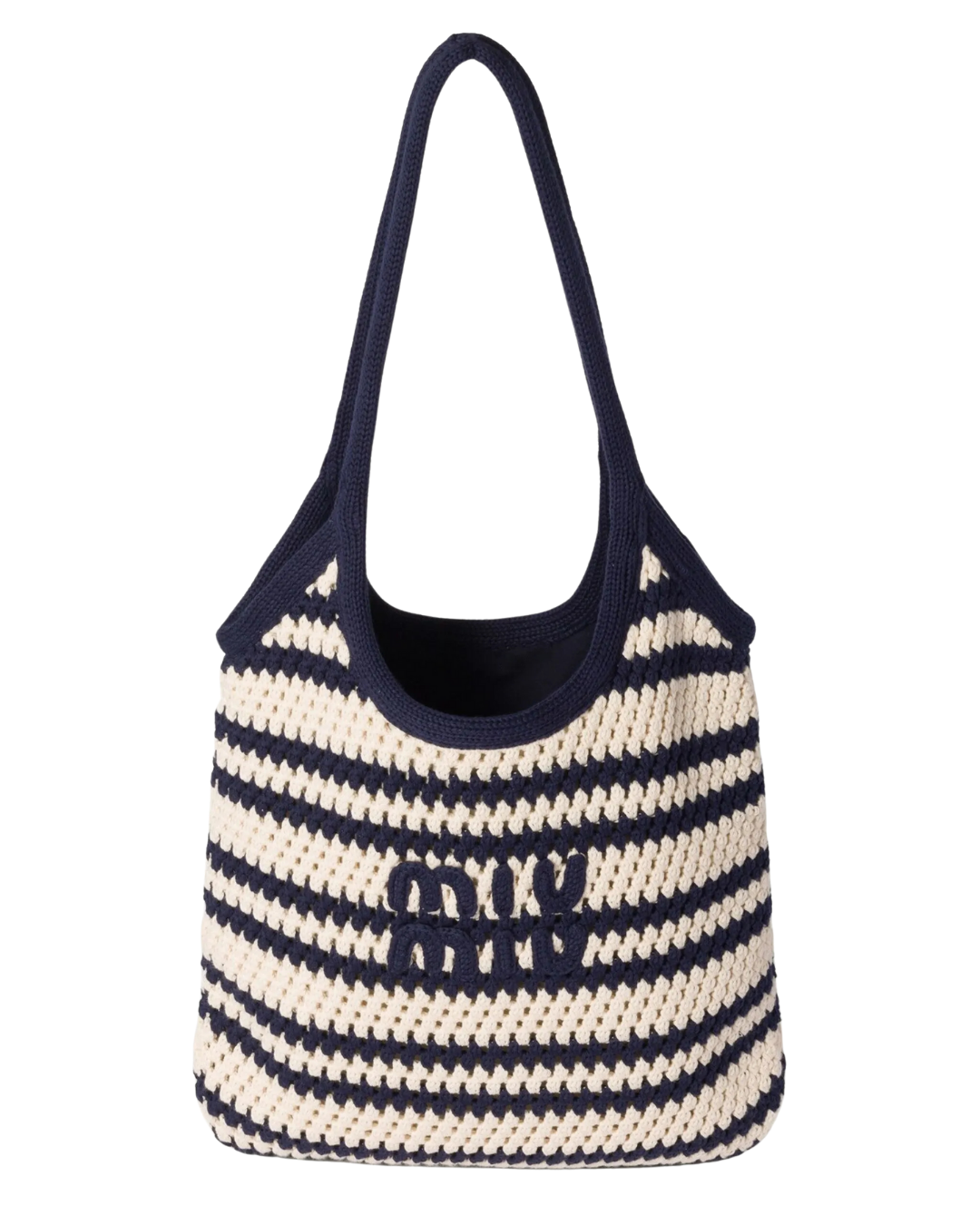 Ivy Knitted Bag Cream &amp; Navy Blue