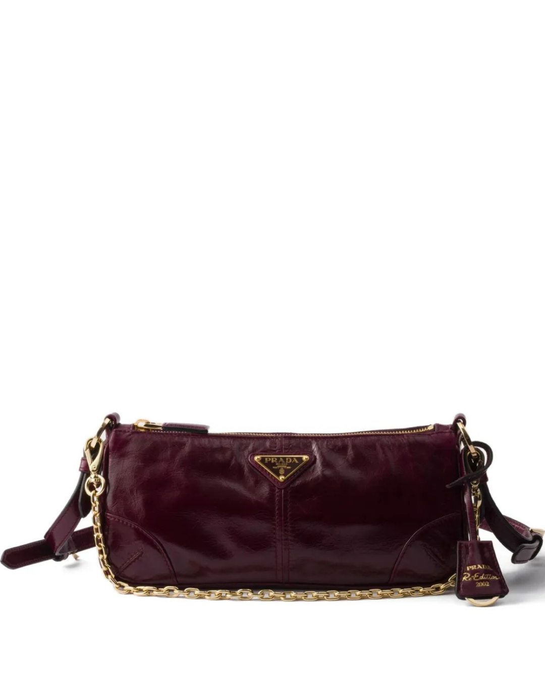 Medium Size Re-Edition Leather Shoulder Bag Burgundy
