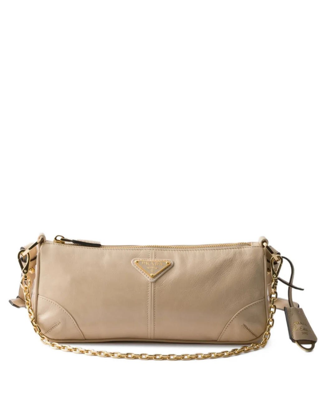 Medium Re-Edition Leather Shoulder Bag Beige