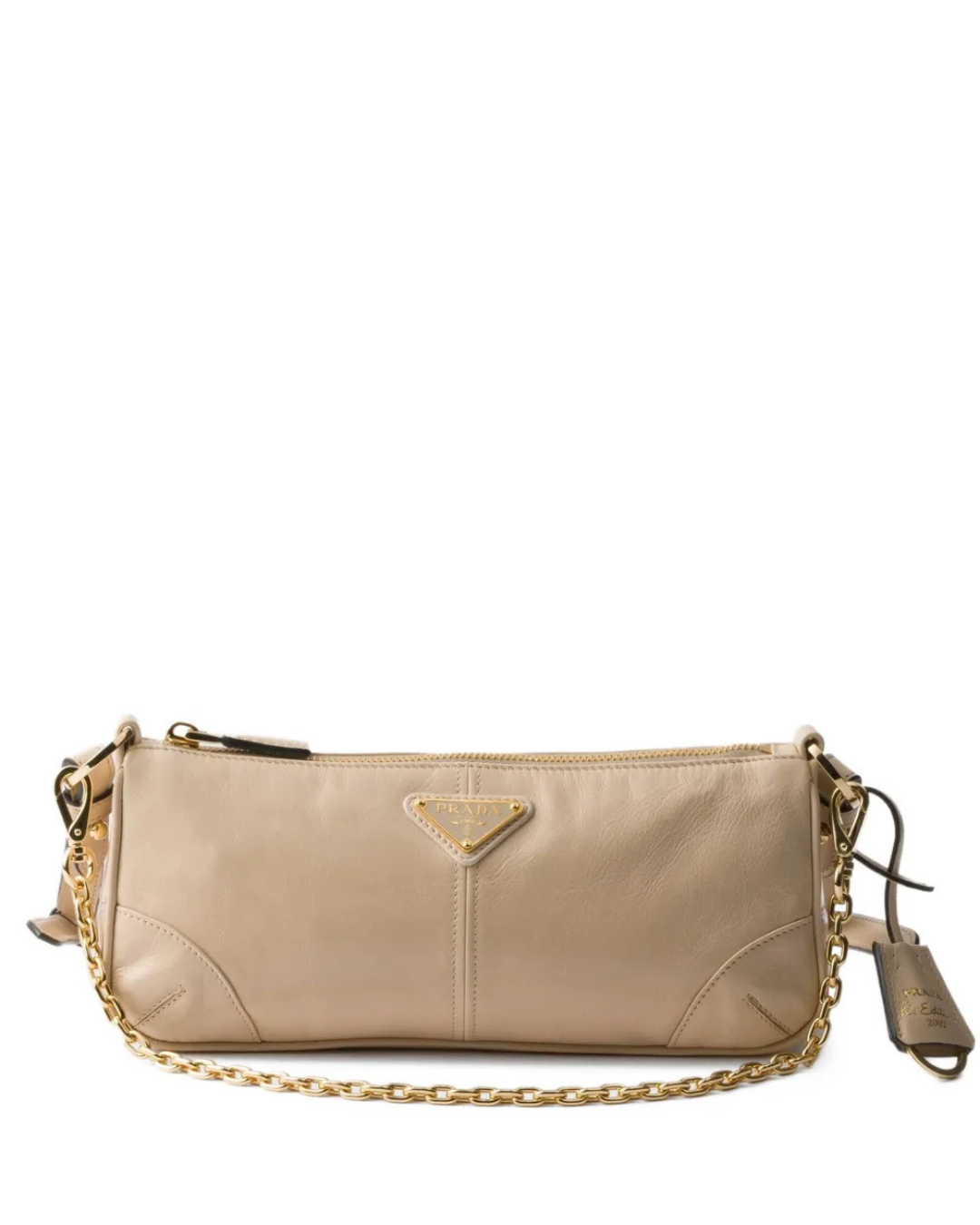 Medium Re-Edition Leather Shoulder Bag Beige