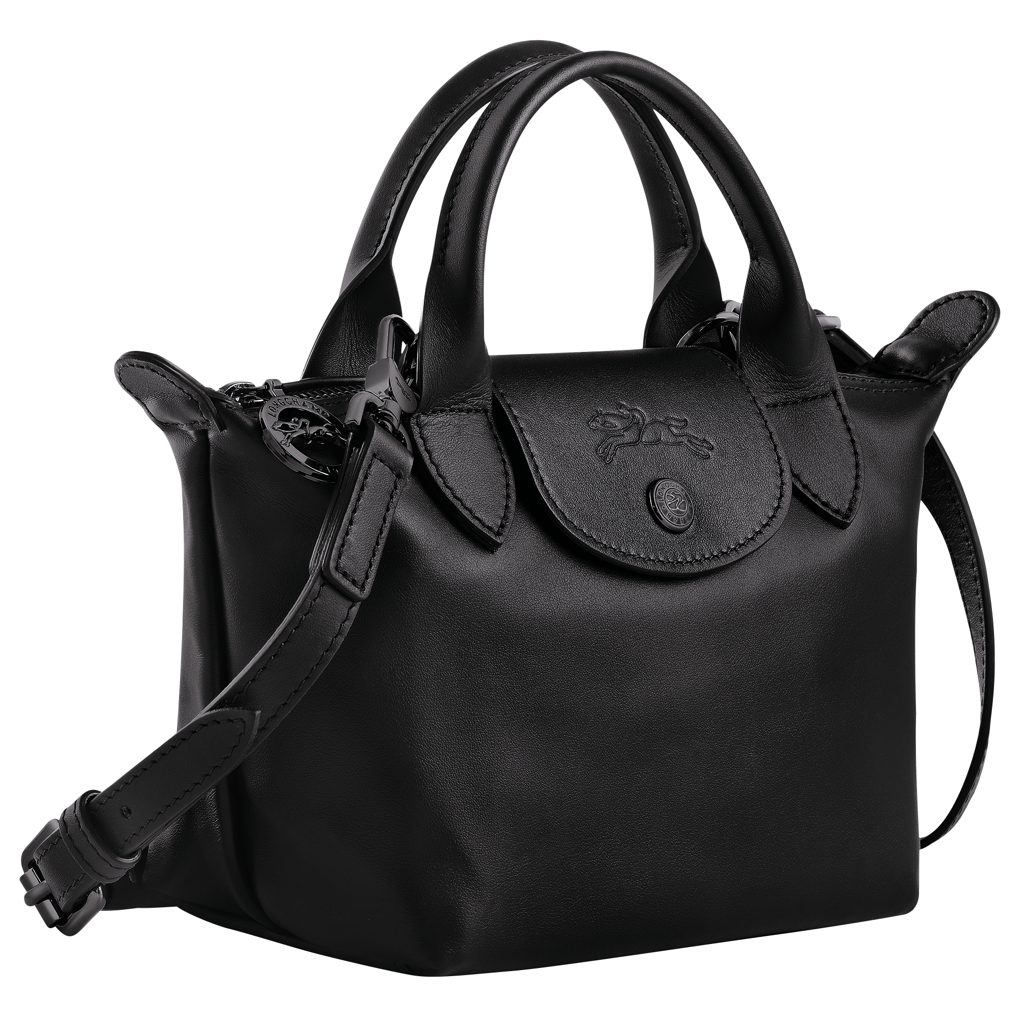 Le Pliage Xtra XS Leather Handbag Black