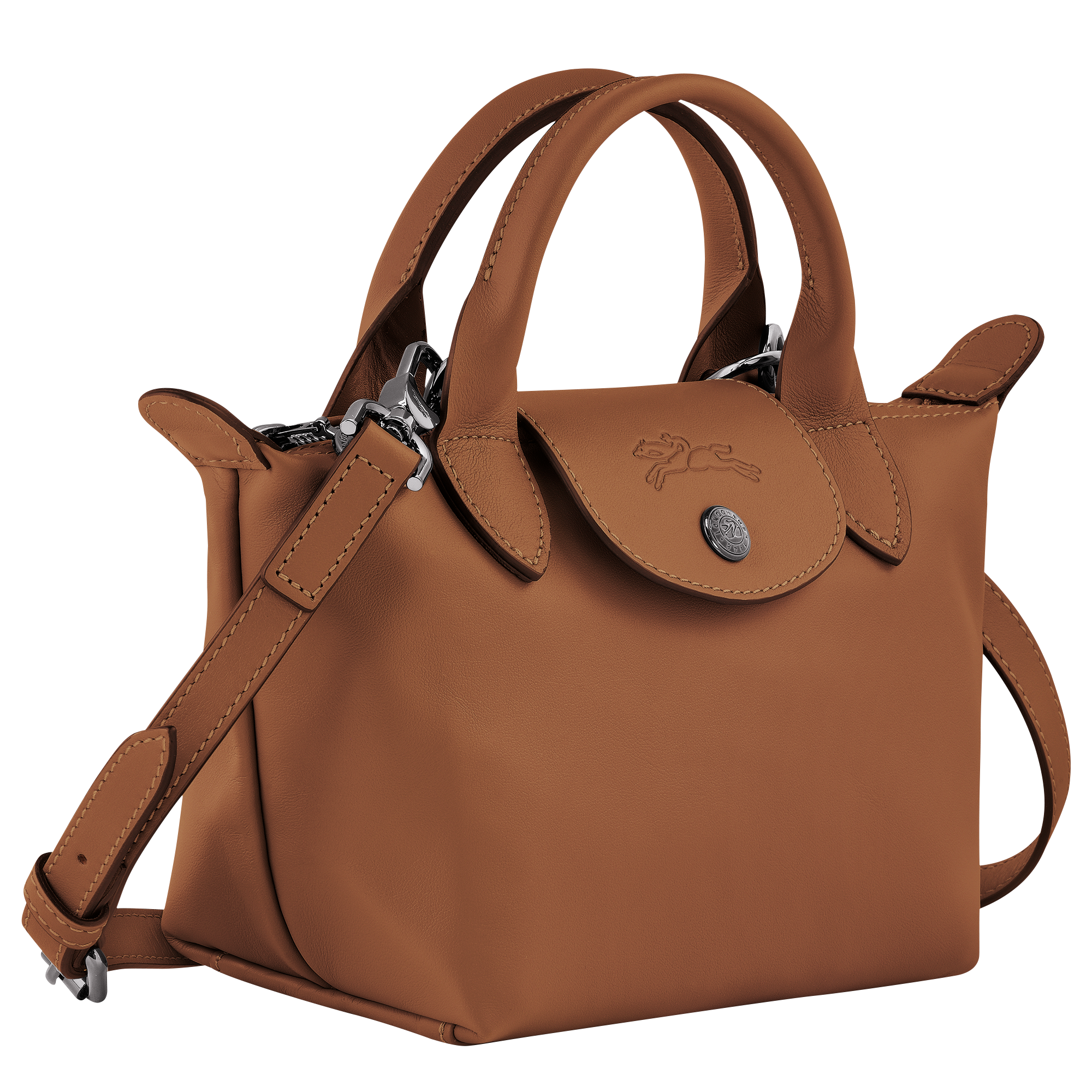 Le Pliage Xtra XS Leather Handbag Cognac