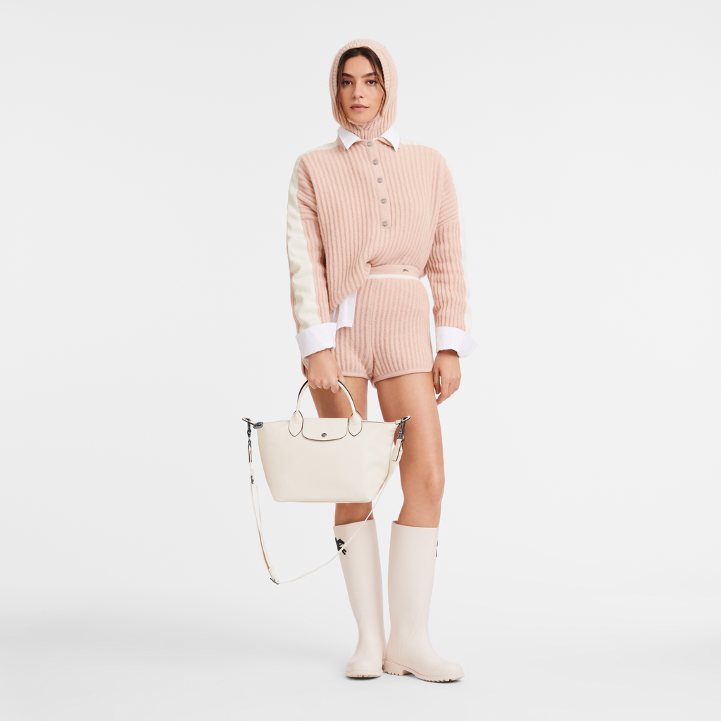 Le Pliage Xtra Small Leather Handbag Ecru