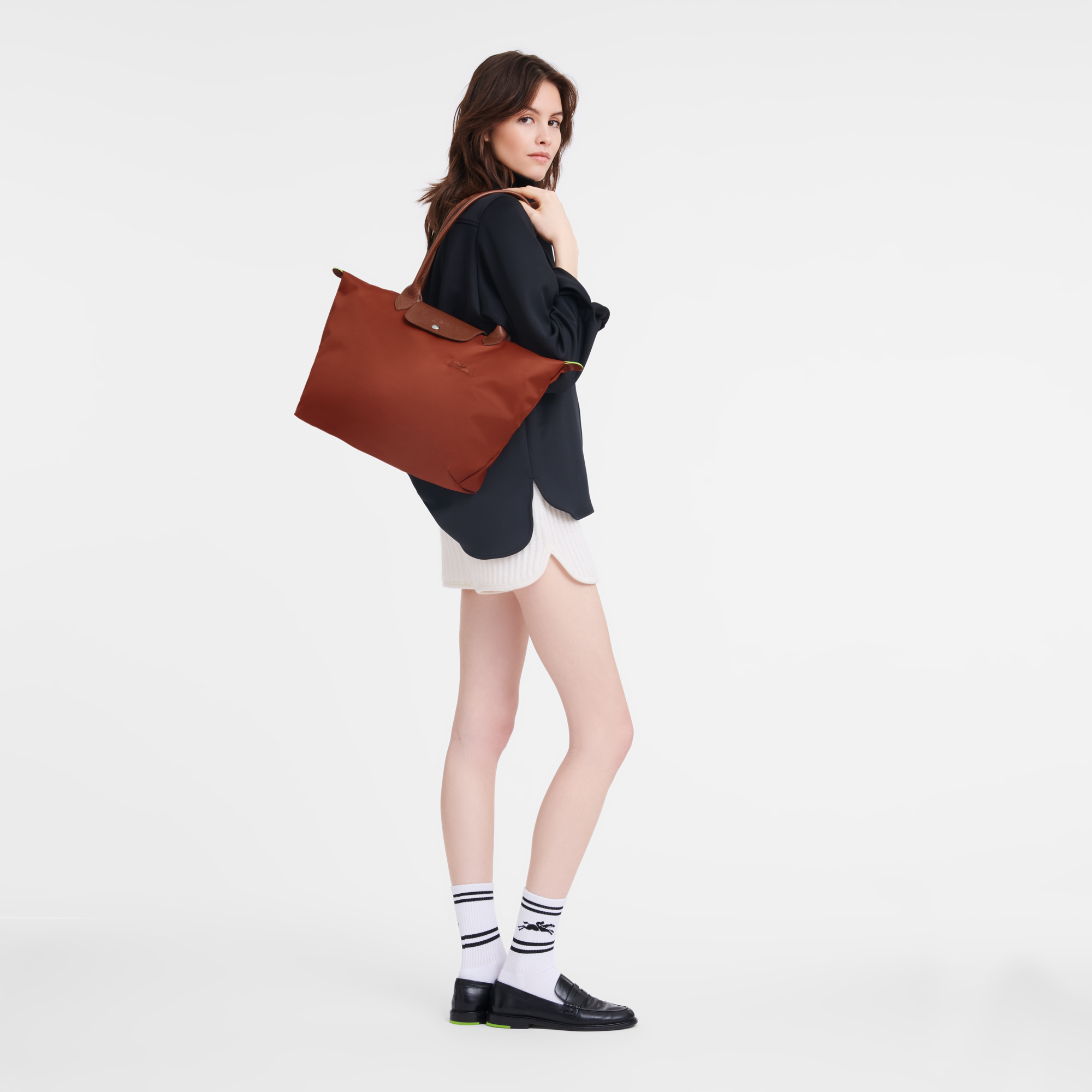 Le Pliage Green Large Tote Bag Chestnut