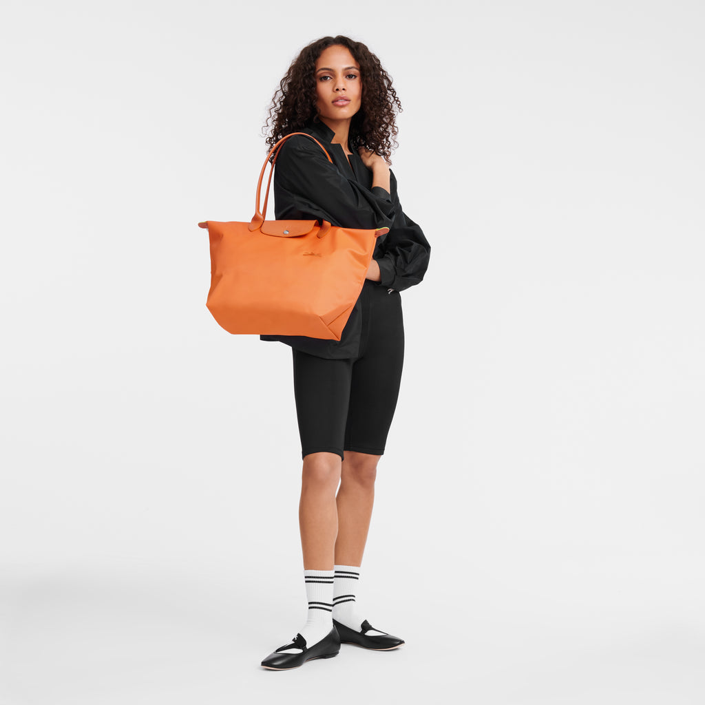 Le Pliage Green Large Tote Bag Orange