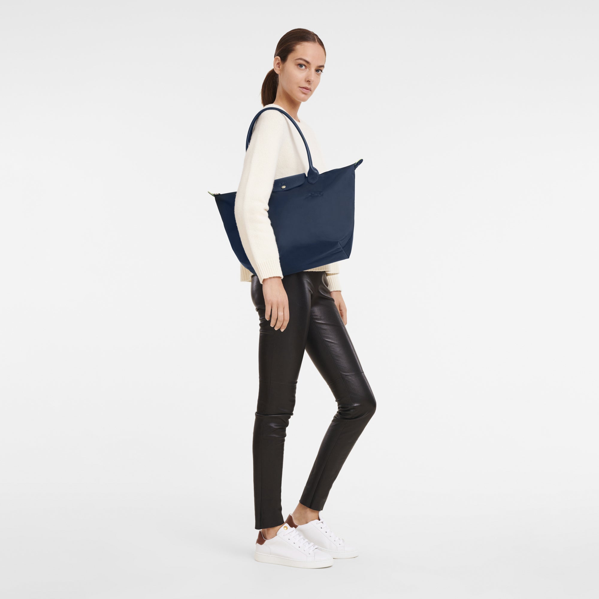 Le Pliage Green Large Tote Bag Navy Blue