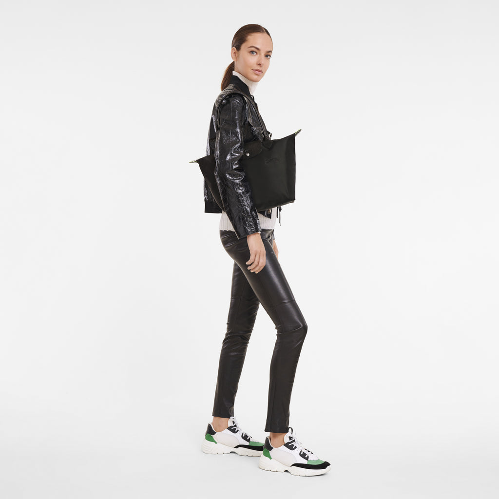 Le Pliage Green Medium Tote Bag Black