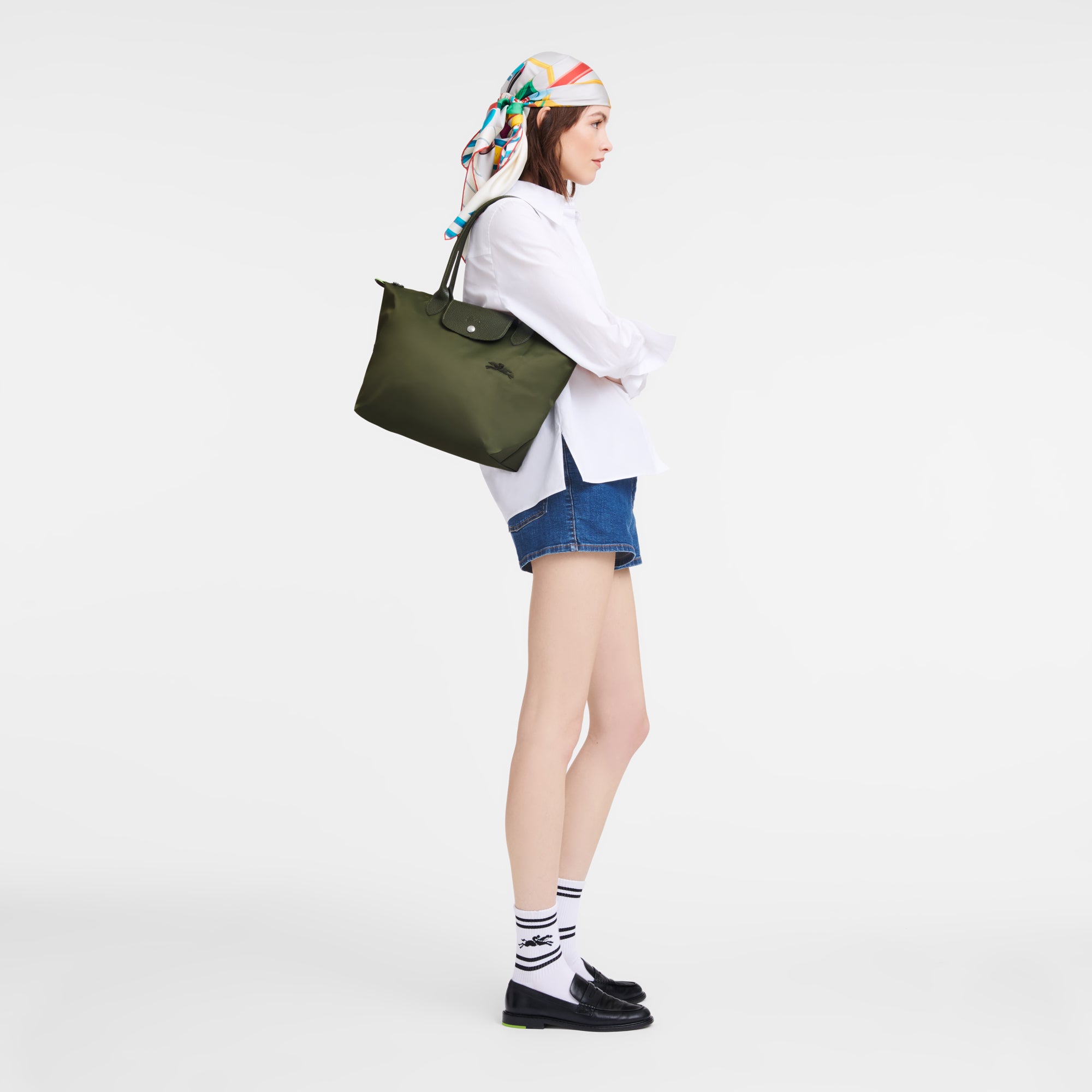 Le Pliage Green Medium Tote Çanta Orman Yeşili
