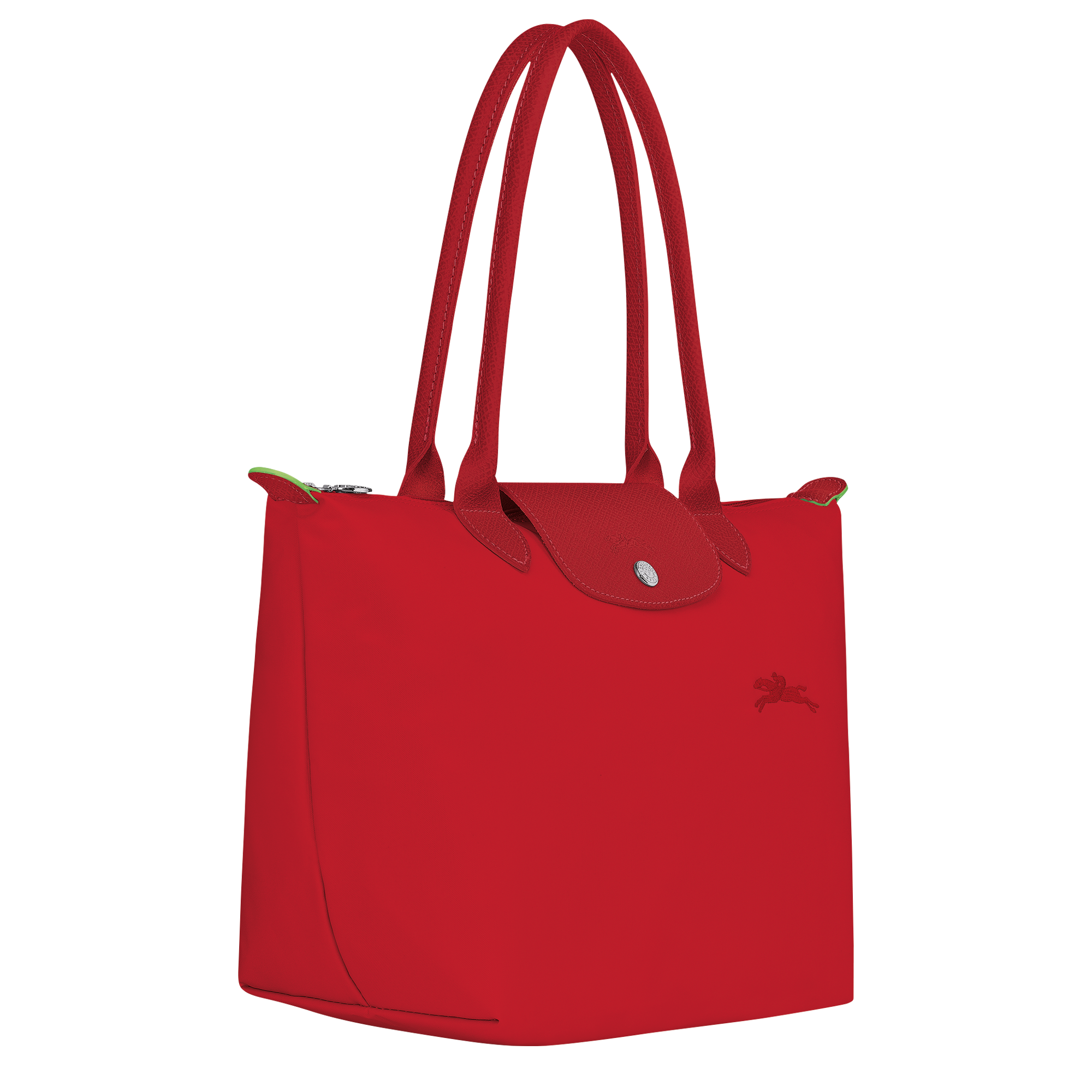 Le Pliage Green Medium Tote Bag Tomato Red