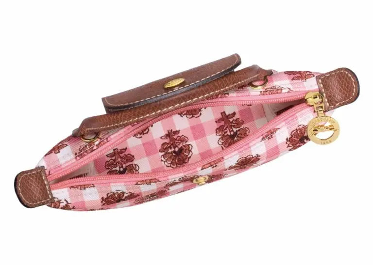 Le Pliage Collection Mini El Çantası Pembe Çiçek Detaylı (Çapraz Askılı)