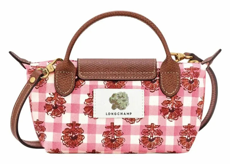 Le Pliage Collection Mini El Çantası Pembe Çiçek Detaylı (Çapraz Askılı)
